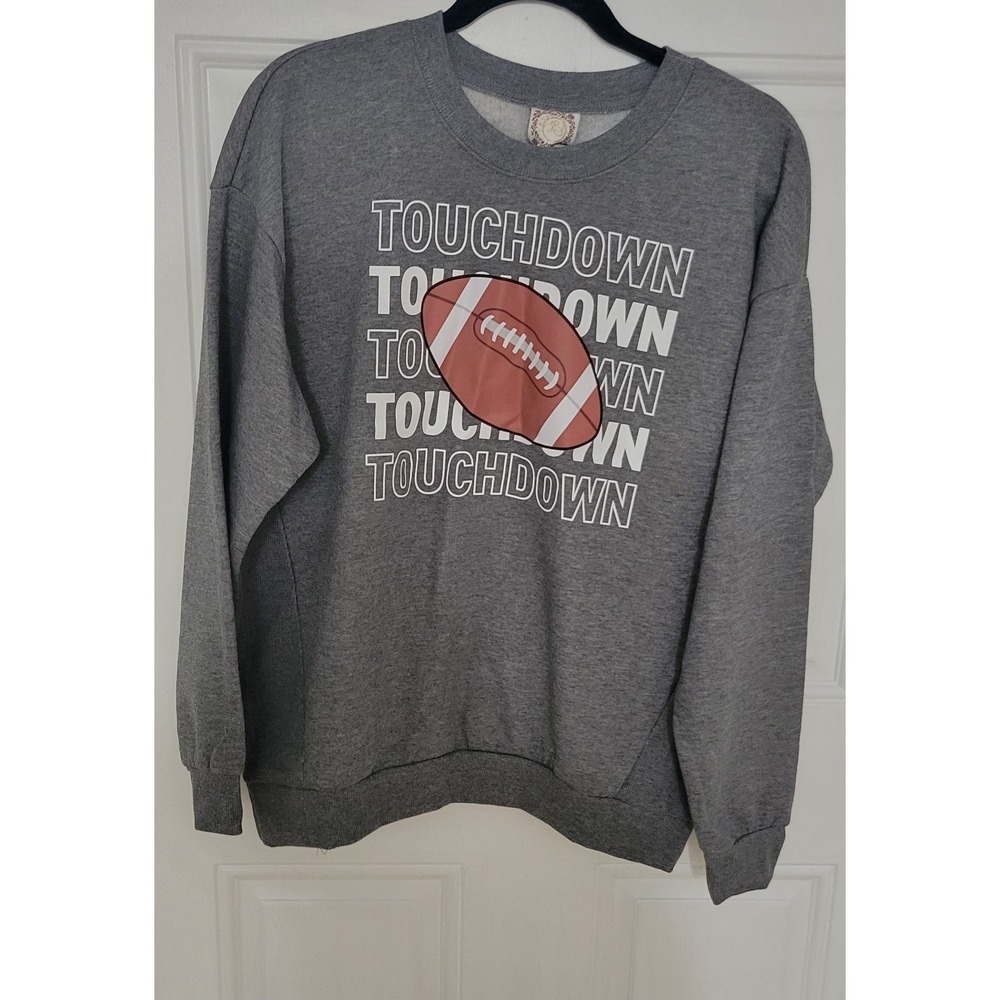 Tru‎ Self size M gray crew neck Touchdown sweatshirt plus